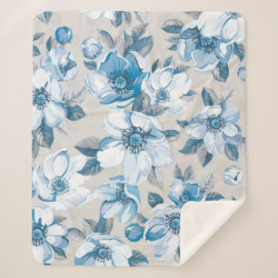 Cherry Blossom Watercolor: Seamless Apple Tree Pat Sherpa Blanket