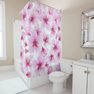 Cherry blossom watercolor shower curtain