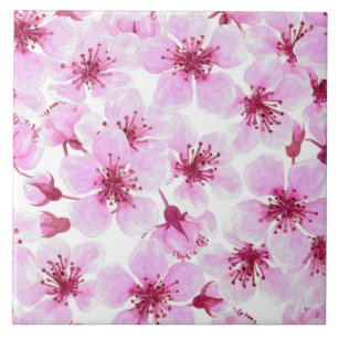 Cherry blossom watercolor tile