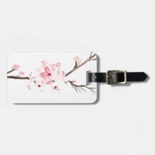 Cherry blossom watercolour luggage tag