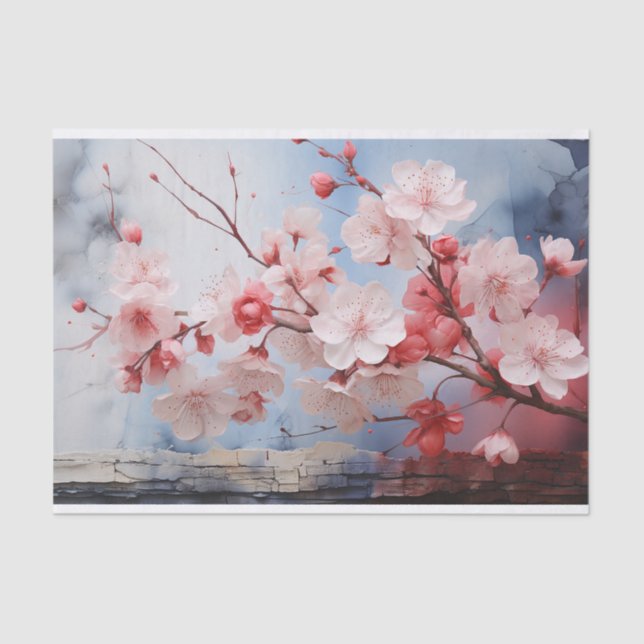 Cherry Blossom Watercolour Tissue Paper (Front)