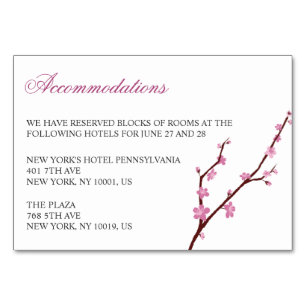 Cherry Blossom Wedding Accommodation Cards