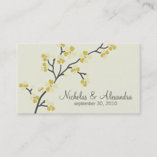 Cherry Blossom Wedding Business Card (citrus)