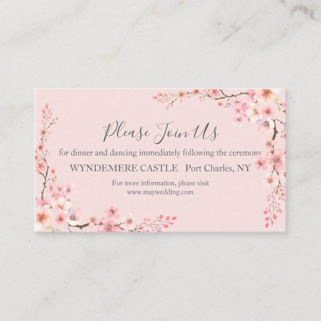 Cherry Blossom Wedding  Enclosure Card (Front)