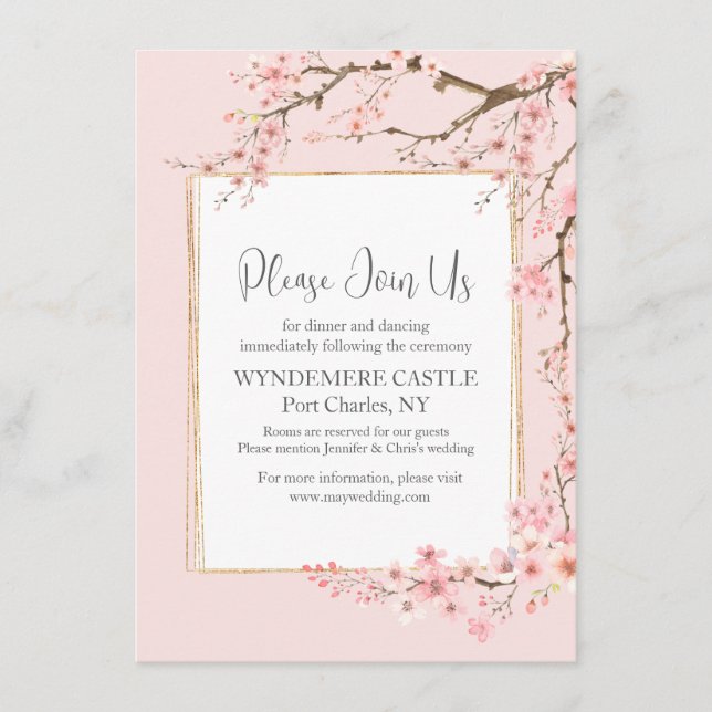 Cherry Blossom Wedding Enclosure Card (Front)