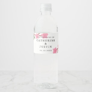 Cherry Blossom Wedding Event All Text Editable Water Bottle Label