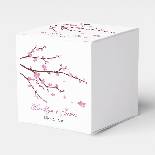 Cherry Blossom Wedding Favour Boxes (Front Side)