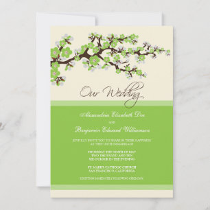 Cherry Blossom Wedding Invitation (green apple)