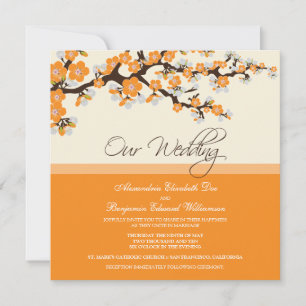 Cherry Blossom Wedding Invitation (orange)
