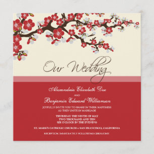 Cherry Blossom Wedding Invitation (red)