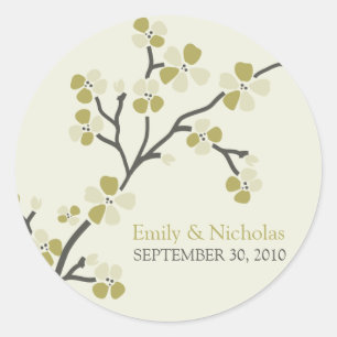 Cherry Blossom Wedding Invitation Seal 2 (olive)