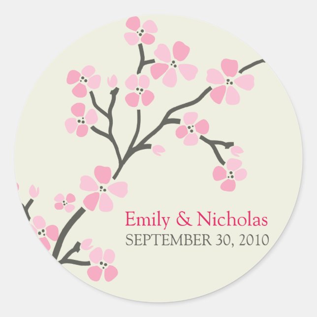 Cherry Blossom Wedding Invitation Seal 2 (pink) (Front)