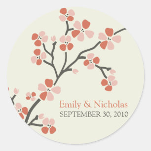 Cherry Blossom Wedding Invitation Seal 2 (salmon)