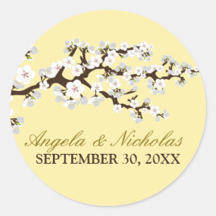 Cherry Blossom Wedding Invitation Seal (lemon)