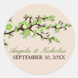 Cherry Blossom Wedding Invitation Seal (lime)