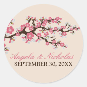 Cherry Blossom Wedding Invitation Seal (pink)