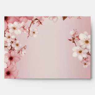Cherry Blossom Wedding Invitation with Soft Green Envelope