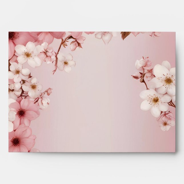 Cherry Blossom Wedding Invitation with Soft Green  Envelope (Front)