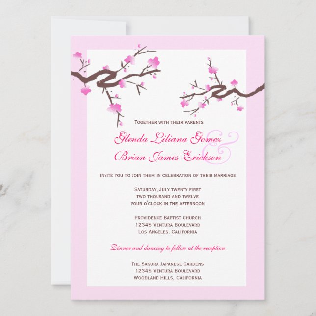 Cherry Blossom Wedding Invitations (Front)