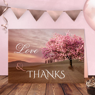 Cherry Blossom Wedding Photo Thank You Card