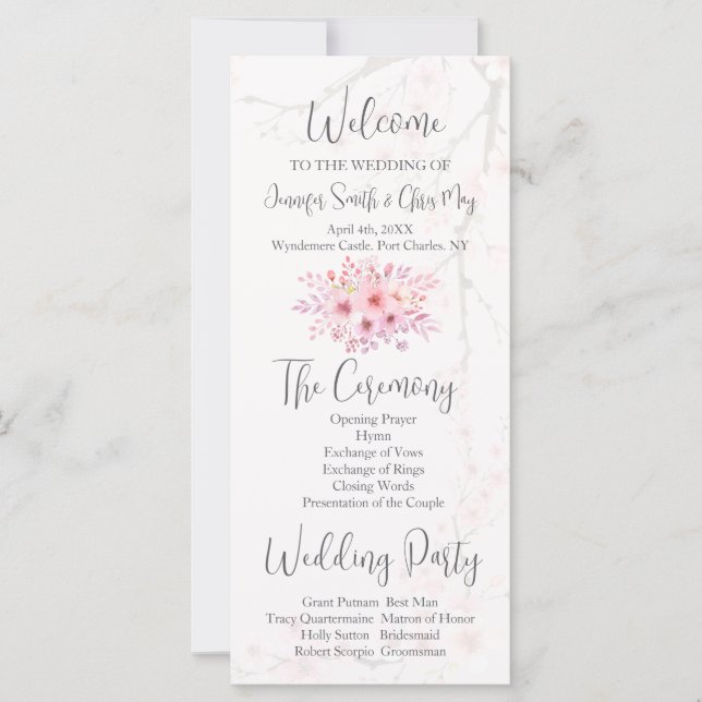 Cherry Blossom Wedding Program (Front)
