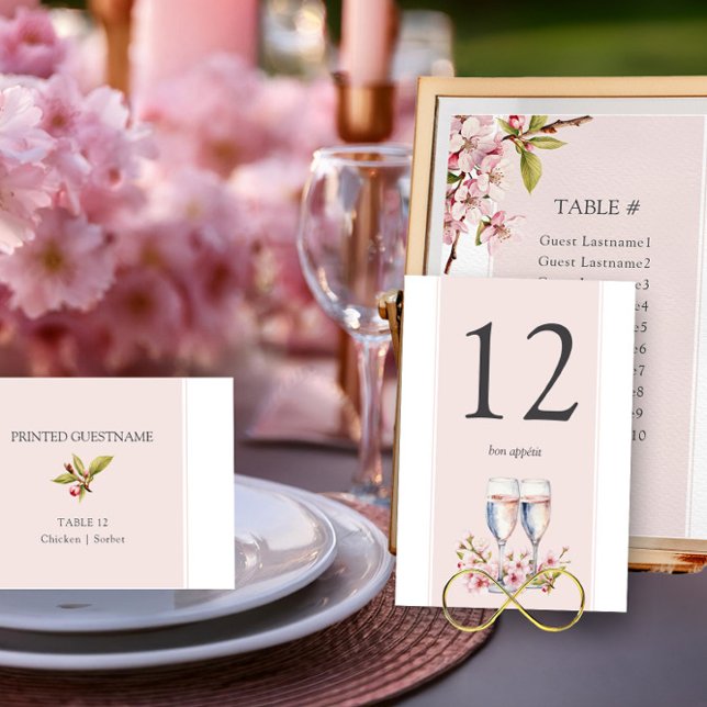 Cherry Blossom Wedding Reception Table Number (Table Number Card from the Cherry Blossom Wedding Collection by Darling & May)