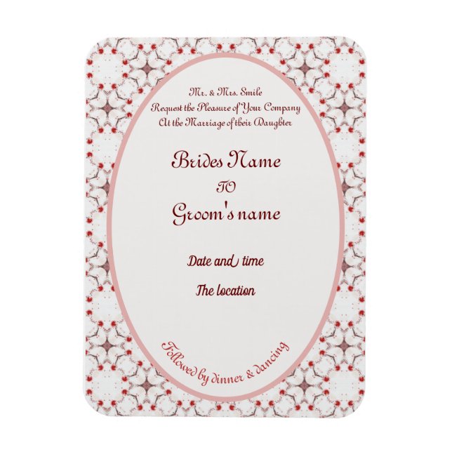 cherry blossom wedding red and white elegant invit magnet (Vertical)