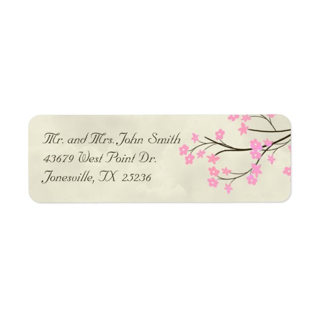 Cherry Blossom Wedding Return Address Labels (Front)