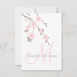 Cherry Blossom Wedding RSVP for Square Cards