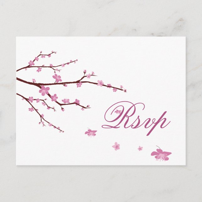 Cherry Blossom Wedding RSVP Postcards (Front)