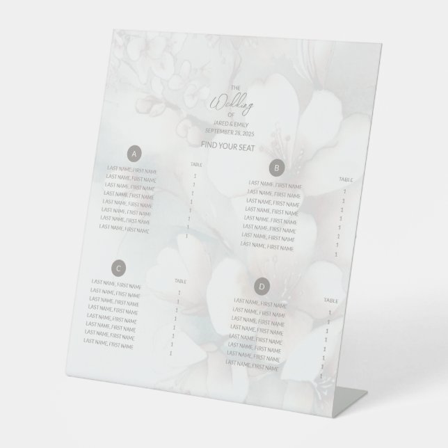 Cherry Blossom Wedding Seating Chart Pedestal Sign (Front)