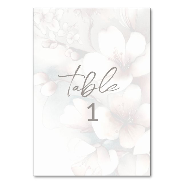 Cherry Blossom Wedding Table Number (Front)