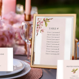 Cherry Blossom Wedding Table Seating Card
