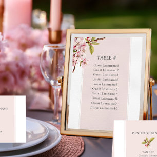 Cherry Blossom Wedding Table Seating Card