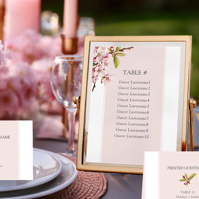 Cherry Blossom Wedding Table Seating Card (Table Seating Card from the Cherry Blossom Wedding Collection by Darling & May)