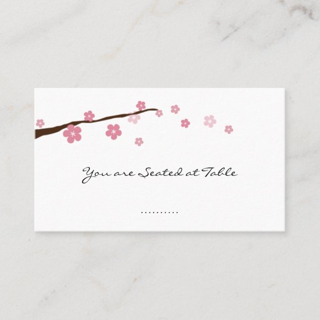 cherry blossom; wedding table seating place card (Front)