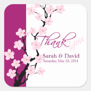 Cherry Blossom Wedding Thank You Sticker