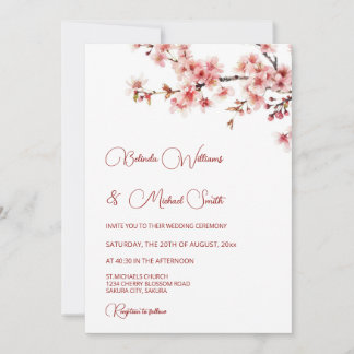  Cherry Blossom White  Wedding Invitation