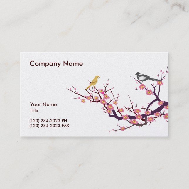 Cherry Blossom with Birds Business Card (Front)