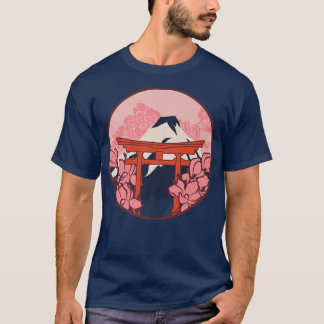 Cherry Blossom Woodblock Japanese Art Japan  T-Shirt