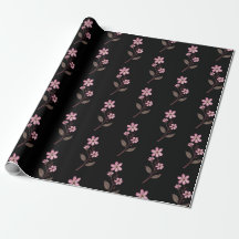 Cherry Blossom Wrapping Paper - Black Pattern