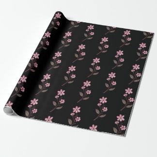 Cherry Blossom Wrapping Paper - Black Pattern