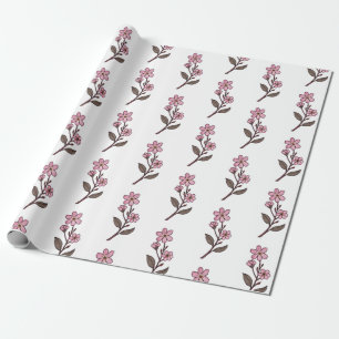 Cherry Blossom Wrapping Paper - White Pattern