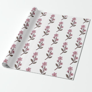 Cherry Blossom Wrapping Paper - White Pattern