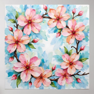 Cherry Blossom Wreath Poster