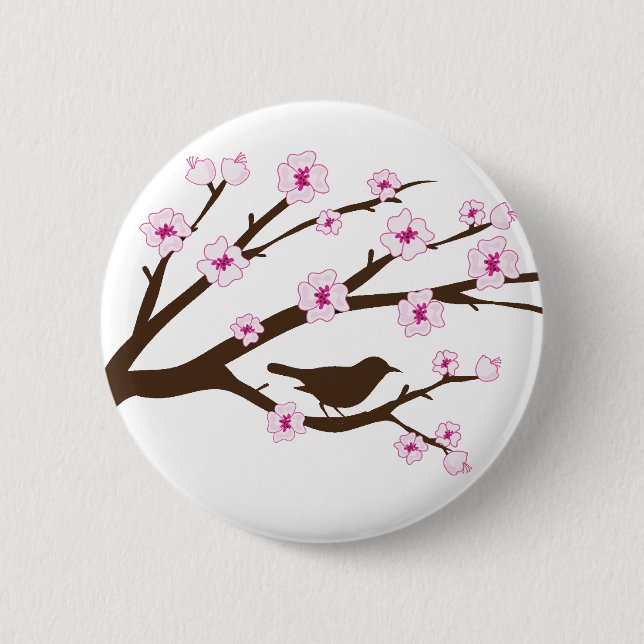 Cherry Blossoms 6 Cm Round Badge (Front)