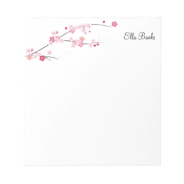Cherry Blossoms Add your own Name Elegant Custom Notepad (Front)