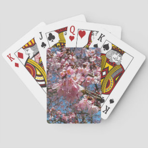 Cherry Blossoms and Bee Pink Spring Flowers Playing Cards