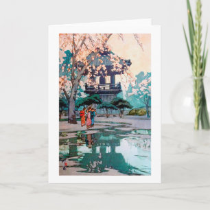 Cherry Blossoms and Belfry, Hiroshi Yoshida Card