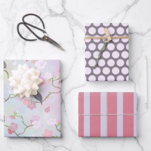 Cherry Blossoms and Birds Wrapping Paper Set